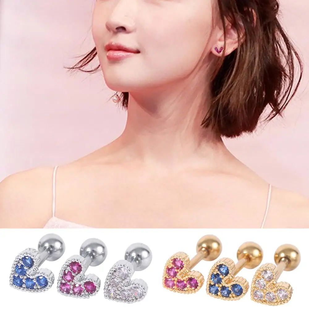 Ear Bone Nails Heart Shaped Mini Earrings for Women Medical Stainless/Titanium Steel Prevent Allergy Stud Party Jewelry | Украшения и