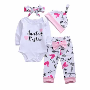 Aunties Bestie Newborn Infant Baby Girl Outfits Letter Romper Bodysuit +prints Pants Hat Headband Outfits Clothes Set 4PCS 0-18M
Aunties Bestie Newborn Infant Baby Girl Outfits Letter Romper Bodysuit +prints Pants Hat Headband Outfits Clothes Set 4PCS 0-18M