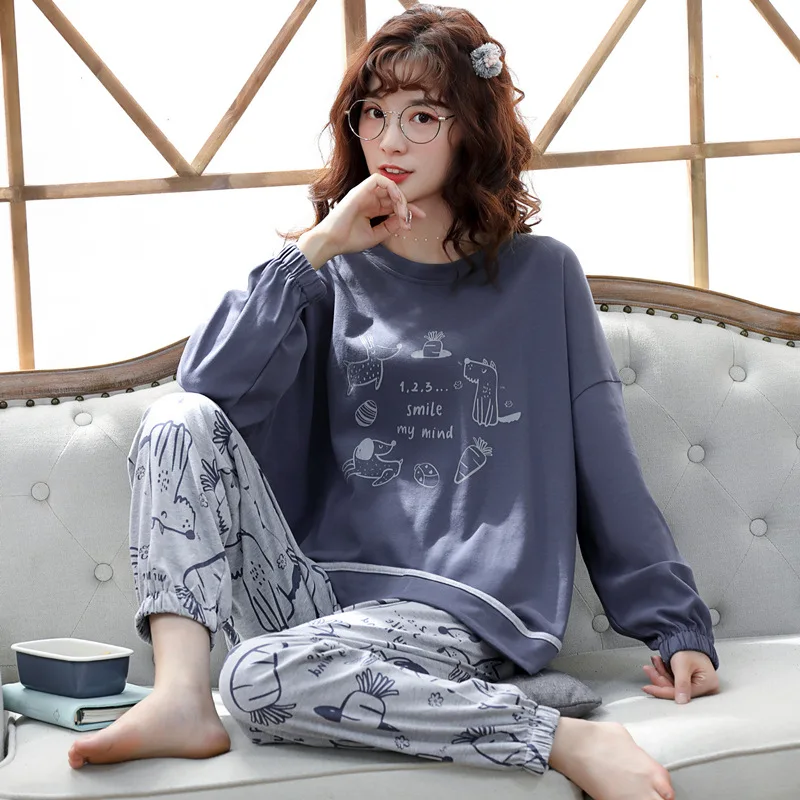 Pajamas Women's Spring and Autumn Winter Long Sleeve Knitted Pure Cotton Lovely Girl Can Wear Sweet Large Loose Home Clothes
Pajamas Women's Spring and Autumn Winter Long Sleeve Knitted Pure Cotton Lovely Girl Can Wear Sweet Large Loose Home Clothes