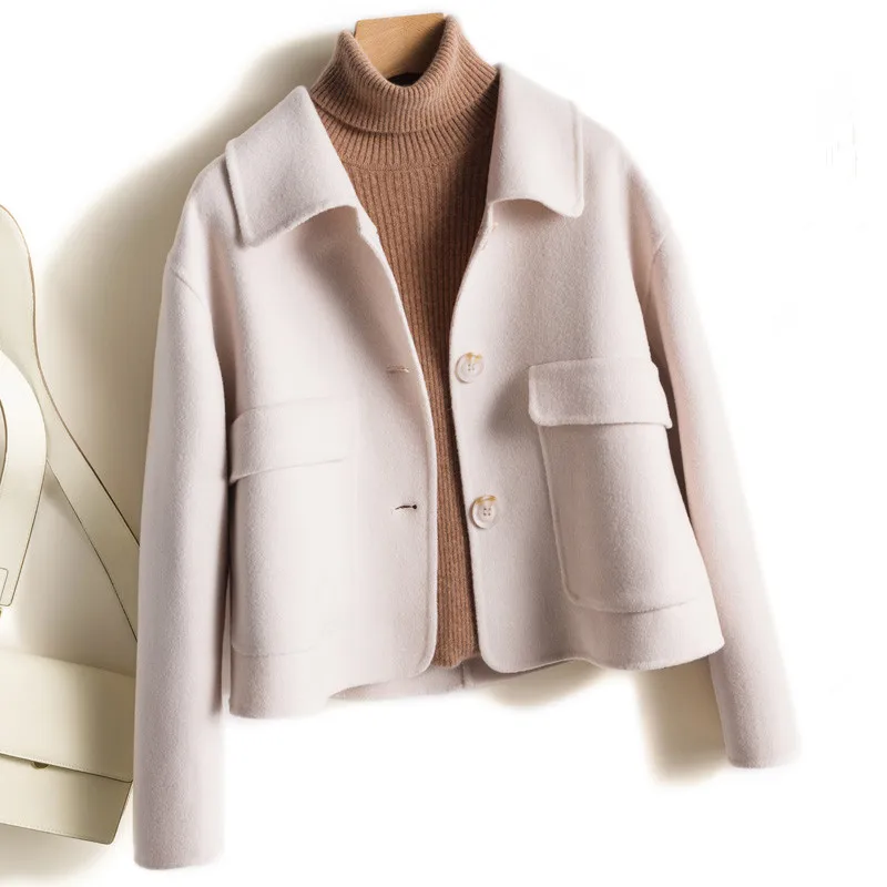Autumn Slim Short Double Sided Wool Jacket Women Outwear High Quality Elegant Office Lady Solid Single-breasted Wool Coat Female
Autumn Slim Short Double Sided Wool Jacket Women Outwear High Quality Elegant Office Lady Solid Single-breasted Wool Coat Female