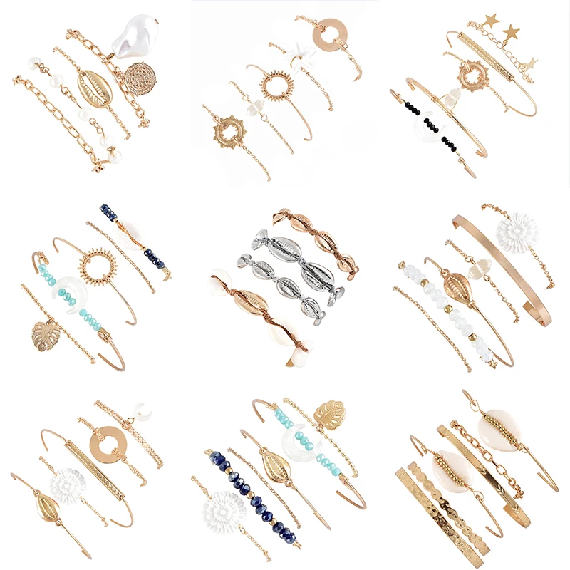 9 styles Women Bracelets Fashion Shell Beaded Moon Star Crystal Leaf Geometric Gold Bracelet Set Party Jewelry Gifts Accessories
9 styles Women Bracelets Fashion Shell Beaded Moon Star Crystal Leaf Geometric Gold Bracelet Set Party Jewelry Gifts Accessories