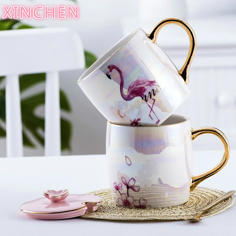 XINCHEN Simple Flamingo Ins Colorful Pearl Mug with Cover and Spoon Milk Coffee Lovers Ceramic Cup Gift Box
XINCHEN Simple Flamingo Ins Colorful Pearl Mug with Cover and Spoon Milk Coffee Lovers Ceramic Cup Gift Box