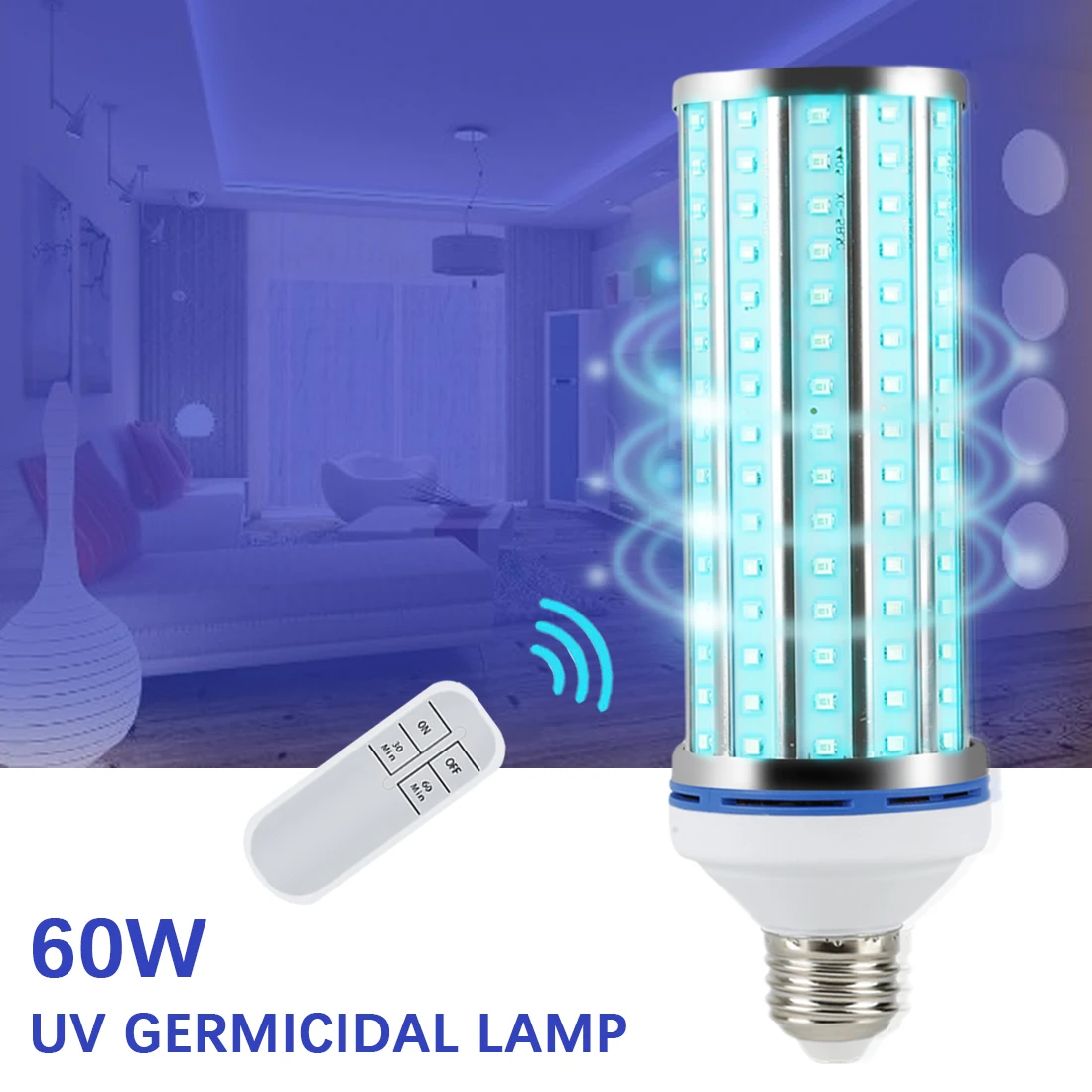 E27 LED 60W UV Germicidal Lamp UVC Light Corn Bulb Disinfection Sterilizer Ozone Led Home Clean Air Kill Mites Remote Control
E27 LED 60W UV Germicidal Lamp UVC Light Corn Bulb Disinfection Sterilizer Ozone Led Home Clean Air Kill Mites Remote Control