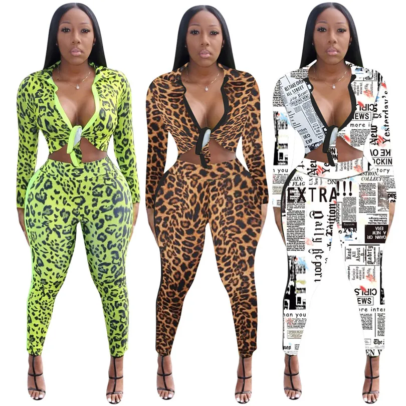 Autumn Leopard letter newspaper print Women's set tie up blouses pencil pants suit two piece set fashion tracksuit outfit
Autumn Leopard letter newspaper print Women's set tie up blouses pencil pants suit two piece set fashion tracksuit outfit