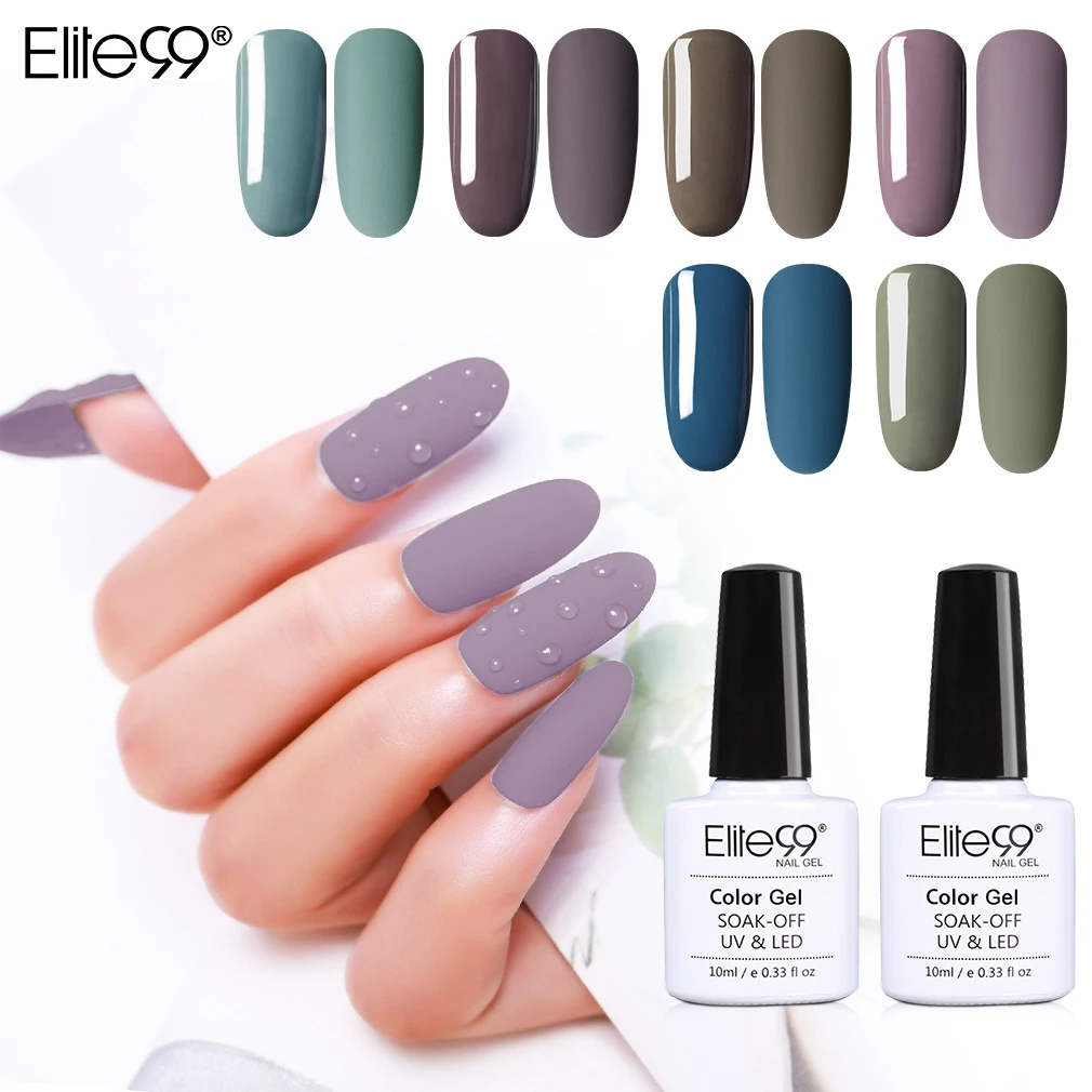 

Elite99 10ml Vanilla Gray Color Nail Art Gel Nail Polish For Manicure Soak Off Primer Gel Semi Permanent UV Gel Hybrid Lacquer