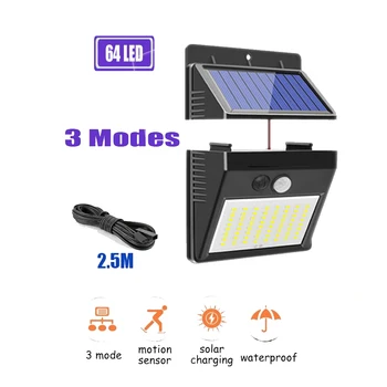 64/30 LEDs Solar Lights Outdoor PIR Motion Sensor Activated Separable Light for Garden Security Waterproof Wireless Wall Lamps o
64/30 LEDs Solar Lights Outdoor PIR Motion Sensor Activated Separable Light for Garden Security Waterproof Wireless Wall Lamps o
