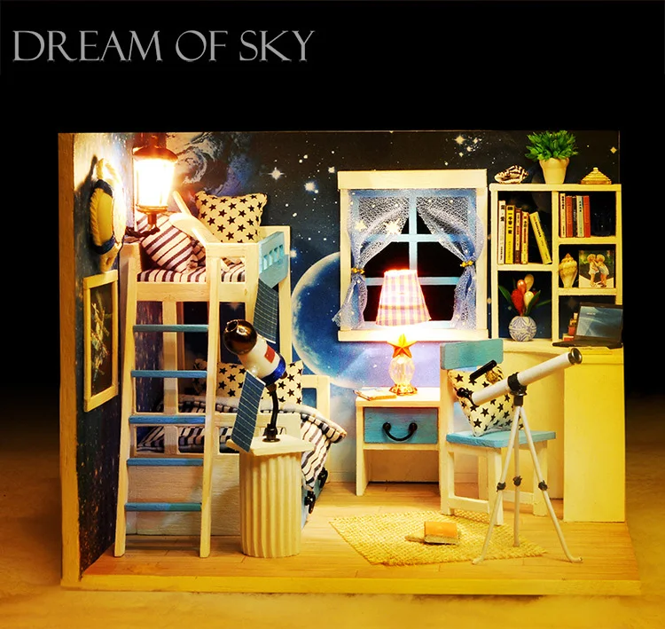 home miniature diy dollhouse with furniture toys for kids gifts