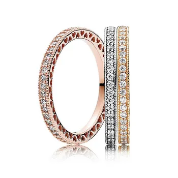 Rose Golden Shine Stackable Love Hearts With Crystal Ring 925 Sterling Silver Ring For Women Wedding Party Gift Fine DIY Jewelry
Rose Golden Shine Stackable Love Hearts With Crystal Ring 925 Sterling Silver Ring For Women Wedding Party Gift Fine DIY Jewelry