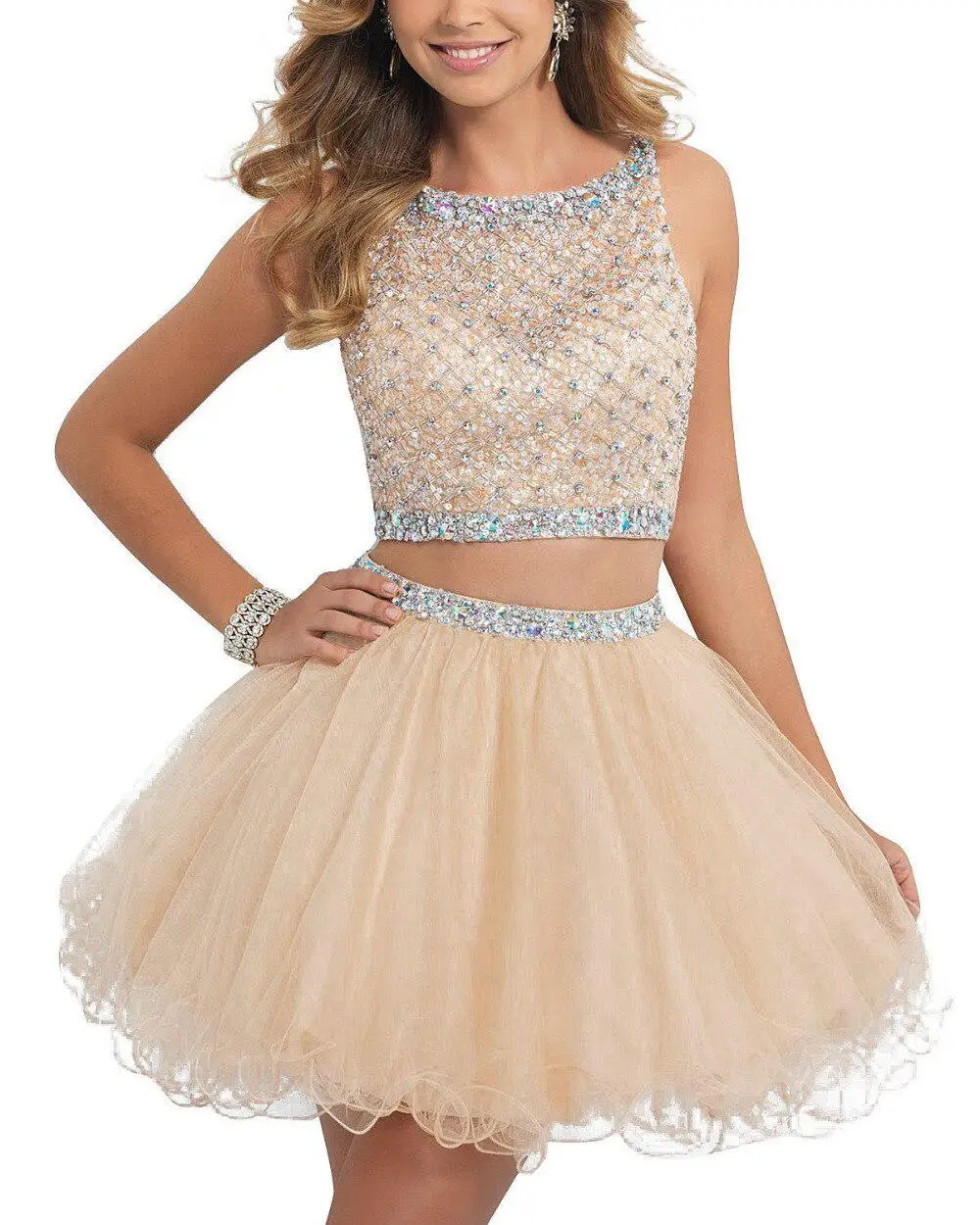 A Line Short Two Pieces Beading Crystals Sequines Scoop Neck Sleeveless Prom Dresses Formal Dresses
A Line Short Two Pieces Beading Crystals Sequines Scoop Neck Sleeveless Prom Dresses Formal Dresses