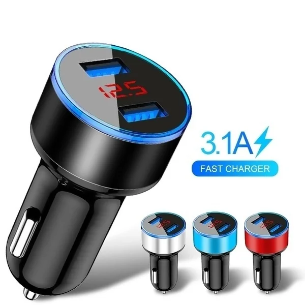 3.1A Dual USB LCD car charger with Blue Indicator Light Multi-protection Universal for 12V/24V Vehicles Car Charger
3.1A Dual USB LCD car charger with Blue Indicator Light Multi-protection Universal for 12V/24V Vehicles Car Charger