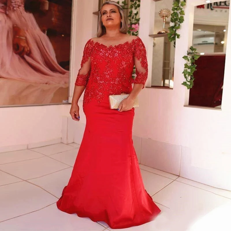 Mermaid Long Red Mother of the Bride Dress 3/4 Long Sleeve Sequined Lace Wedding Party Formal Gown Evening Dress Floor Length
Mermaid Long Red Mother of the Bride Dress 3/4 Long Sleeve Sequined Lace Wedding Party Formal Gown Evening Dress Floor Length