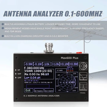 Max600 Plus HF / VHF / UHF Antenna Analyzer 0.1-600 mhz com / 4.3 "tft lcd vs Mini 600 Touch Screen
Max600 Plus HF / VHF / UHF Antenna Analyzer 0.1-600 mhz com / 4.3 "tft lcd vs Mini 600 Touch Screen