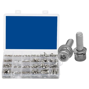 340Pcs Hex Socket Head Cap Screw with Washer and Nut M2.5 M3 M4 M5 M6 Stainless Steel Three Combination Thread
340Pcs Hex Socket Head Cap Screw with Washer and Nut M2.5 M3 M4 M5 M6 Stainless Steel Three Combination Thread