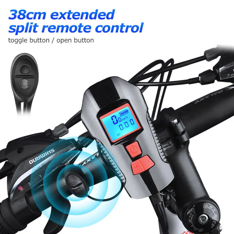 5 Mode Bicycle Light USB Charging Bike Front Light Waterproof Flashlight Handlebar Cycling Head Light LCD Speedometer Light Horn
5 Mode Bicycle Light USB Charging Bike Front Light Waterproof Flashlight Handlebar Cycling Head Light LCD Speedometer Light Horn