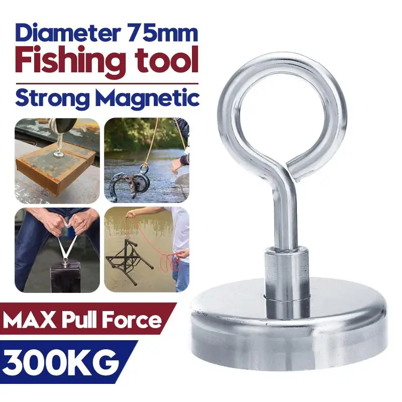 Durable 75mm 300KG Strong Round Neodymium Magnet Hook Salvage Magnet Sea Fishing Equipments Holder Pulling Mounting Pot+Ring
Durable 75mm 300KG Strong Round Neodymium Magnet Hook Salvage Magnet Sea Fishing Equipments Holder Pulling Mounting Pot+Ring
