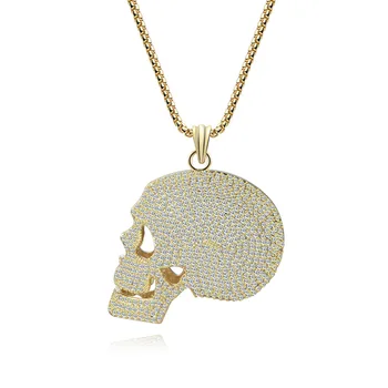 Free shipping Hip hop necklace Rap Skull Micro inlay Zircon Pendant Gold color bling fashion charm men women Cuban chain jewelry
Free shipping Hip hop necklace Rap Skull Micro inlay Zircon Pendant Gold color bling fashion charm men women Cuban chain jewelry
