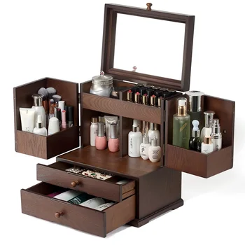 Dressing Table, Earrings, Cosmetics, Jewelry, All-in-one Receptacle Box, Dust-proof, Vintage Wooden Drawer-type Lipstick Lattice 
Dressing Table, Earrings, Cosmetics, Jewelry, All-in-one Receptacle Box, Dust-proof, Vintage Wooden Drawer-type Lipstick Lattice