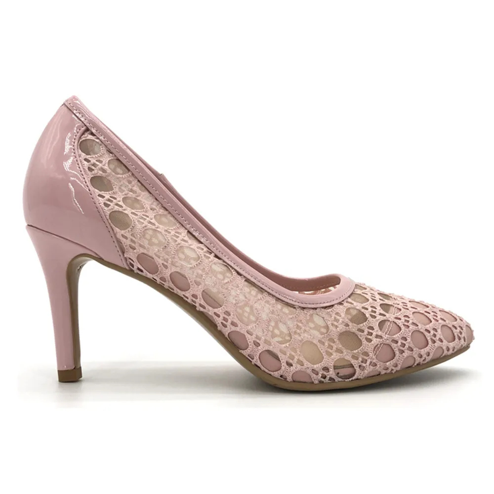 Girls Fancy Women Low Heels Spring Summer Screen Cloth High Heel 2020 Pumps Pink