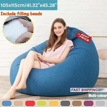 105x115cm Large Beanbag Sofas Chairs with eps Filler Linen Cloth Lounger Seat Bean Bag Puff Couch Tatami Living Room Furniture
105x115cm Large Beanbag Sofas Chairs with eps Filler Linen Cloth Lounger Seat Bean Bag Puff Couch Tatami Living Room Furniture