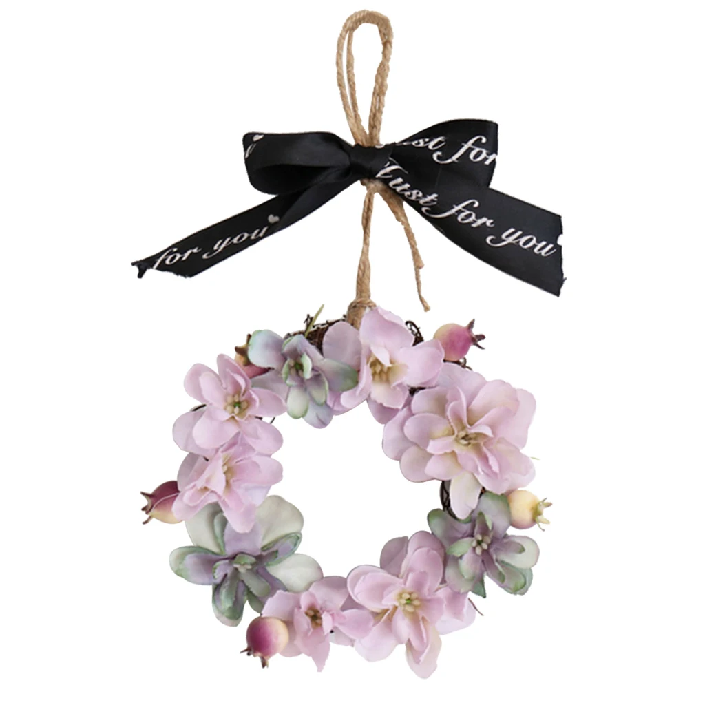 Mini Pink Hydrangea Flower Door Wreath Wall Hanging Spring Floral Home Decor Fall Wreaths for Front Door Mini Pink Hydrangea Flower Door Wreath Wall Hanging Spring Floral Home Decor Fall Wreaths for Front Door