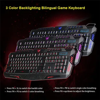 VOBERRY Russian 3 Color LED Backlight Backlit Game Keyboard Russian/English Backlit Wired USB Gaming Keyboard And Optional Mouse
VOBERRY Russian 3 Color LED Backlight Backlit Game Keyboard Russian/English Backlit Wired USB Gaming Keyboard And Optional Mouse