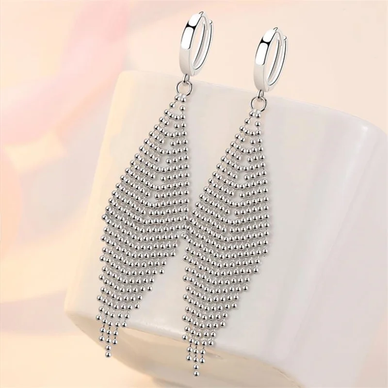 

Trendy S925 Earrings Women Jewelry Long Rhombus Drop Earrings For Lady Party Accessories 2022 Latest Silver Earrings Female Gift
