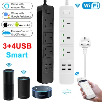 Smart Wifi Plug Socket Flat Power Strip 3 Outlets with 4 USB Ports UK Plug Amazon Alexa Google Home SWITCH WIFI Timer Control
Smart Wifi Plug Socket Flat Power Strip 3 Outlets with 4 USB Ports UK Plug Amazon Alexa Google Home SWITCH WIFI Timer Control