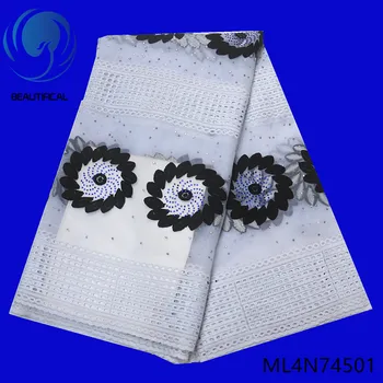 BEAUTIFICAL nigerian lace fabrics New design white net lace with black embroidery 5yards mesh lace with stones for dress ML4N745
BEAUTIFICAL nigerian lace fabrics New design white net lace with black embroidery 5yards mesh lace with stones for dress ML4N745