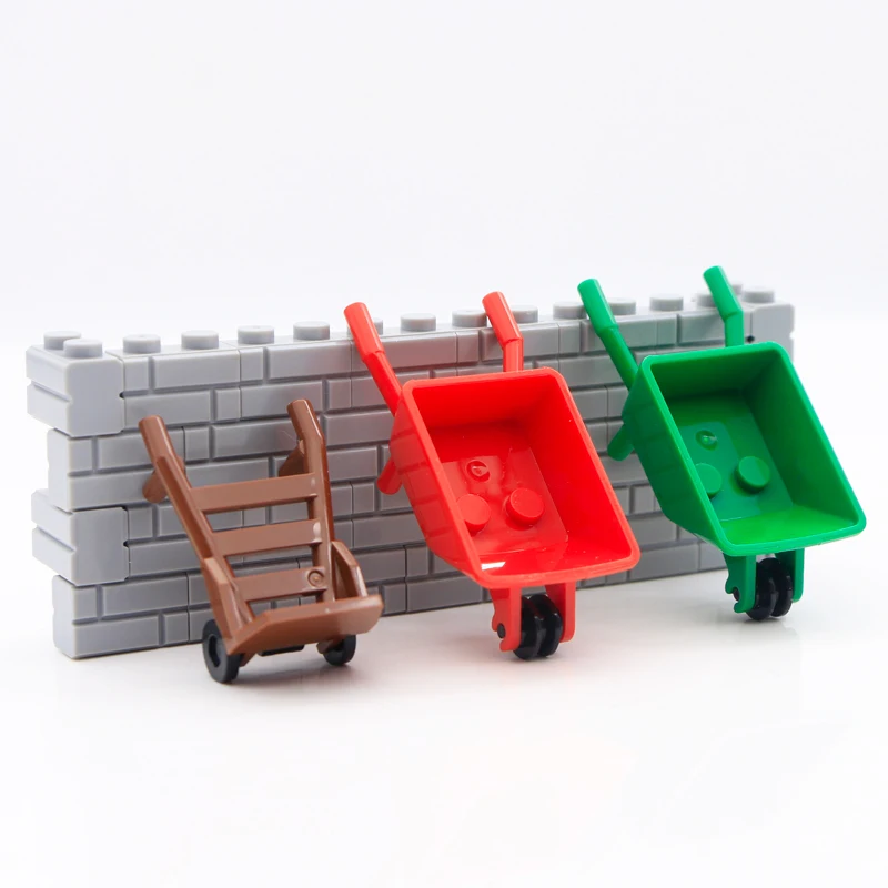 City Cart Builfing Blocks Luggage Barrow Garbage Truck Shopping Car Figure Accessories MOC Bricks Compatible LegoINGlys Friends (3)