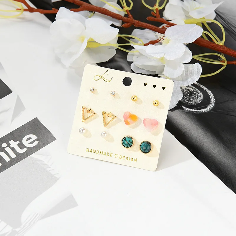 NJ Chic Heart Rectangular Shaped Stud Earrings Set For Women 6 Pairs/Set Female Earring Set Wedding Party Jewelry Woman's Gift
NJ Chic Heart Rectangular Shaped Stud Earrings Set For Women 6 Pairs/Set Female Earring Set Wedding Party Jewelry Woman's Gift