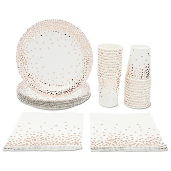 72 Pieces Rose Gold Paper Party Supplies Disposable Paper Plate Cutlery Cups,Plates,Napkins Set,Dot Hot Stamping.
72 Pieces Rose Gold Paper Party Supplies Disposable Paper Plate Cutlery Cups,Plates,Napkins Set,Dot Hot Stamping.