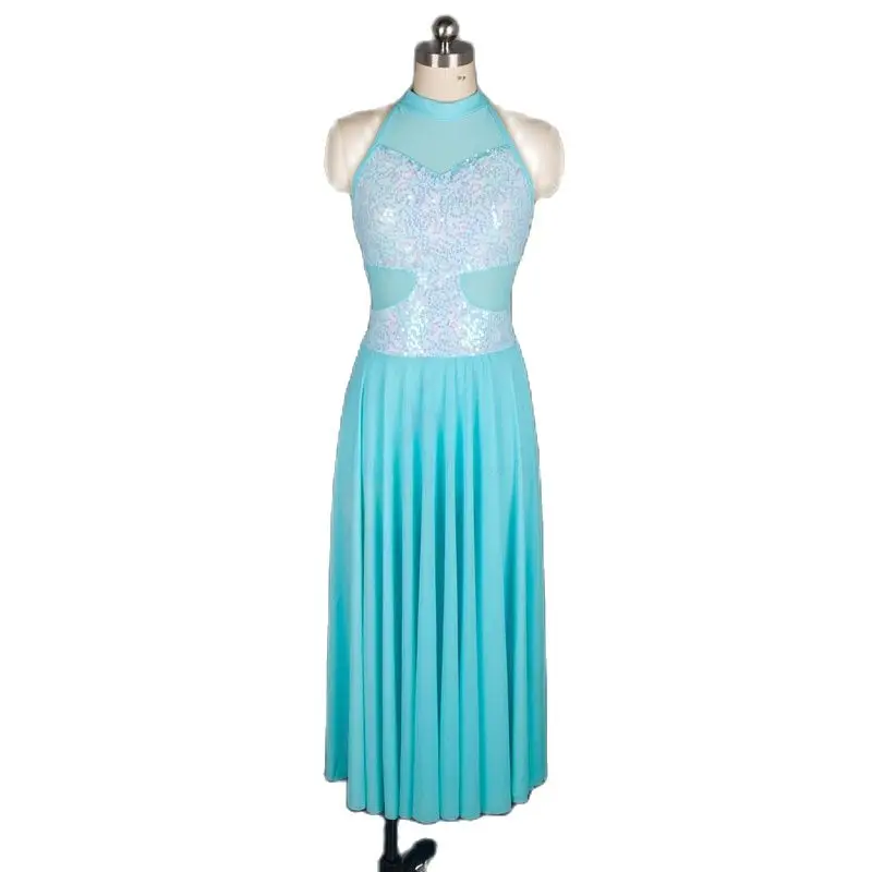 Halter Neck Design Blue Sequin Lace Dress for Ballet, Lyrical and Contemporary Dancing Stage Costume Long Leotard Dress 18436
Halter Neck Design Blue Sequin Lace Dress for Ballet, Lyrical and Contemporary Dancing Stage Costume Long Leotard Dress 18436