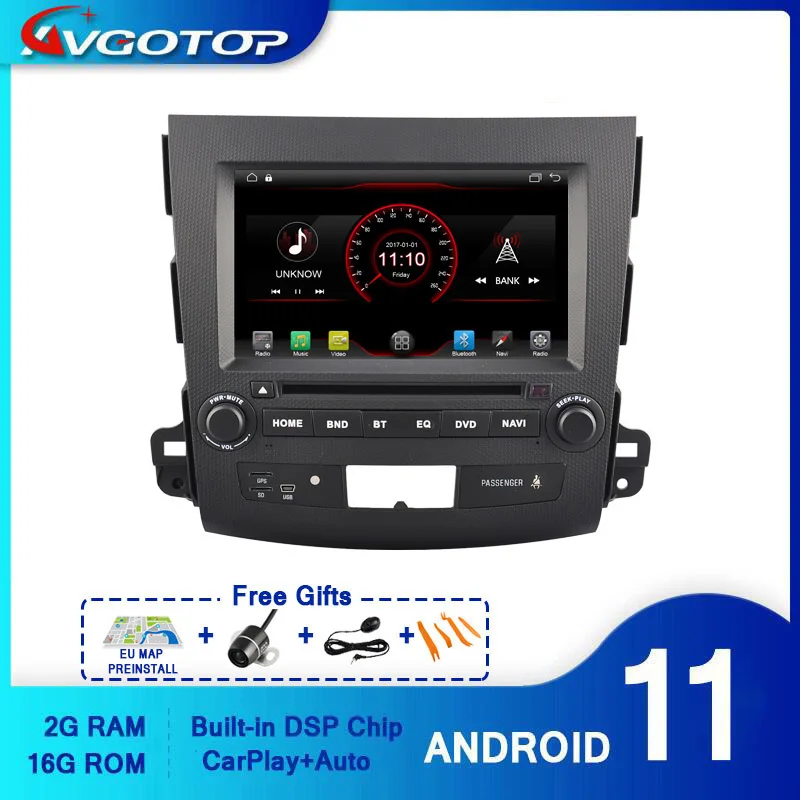 AVGOTOP Android 9 Wince автомобильный проигрыватель с радио и GPS для MITSUBISHI OUTLANDER 2G 16G