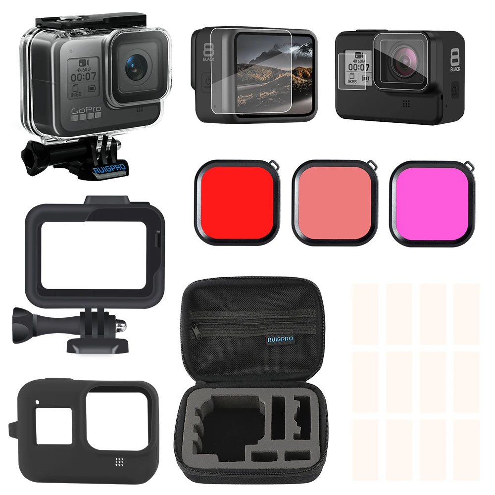 Набор аксессуаров для Gopro hero 8, черный Водонепроницаемый Чехол, закаленная пленка, красный фильтр, рамка, Силиконовый протектор
Набор аксессуаров для Gopro hero 8, черный Водонепроницаемый Чехол, закаленная пленка, красный фильтр, рамка, Силиконовый протектор