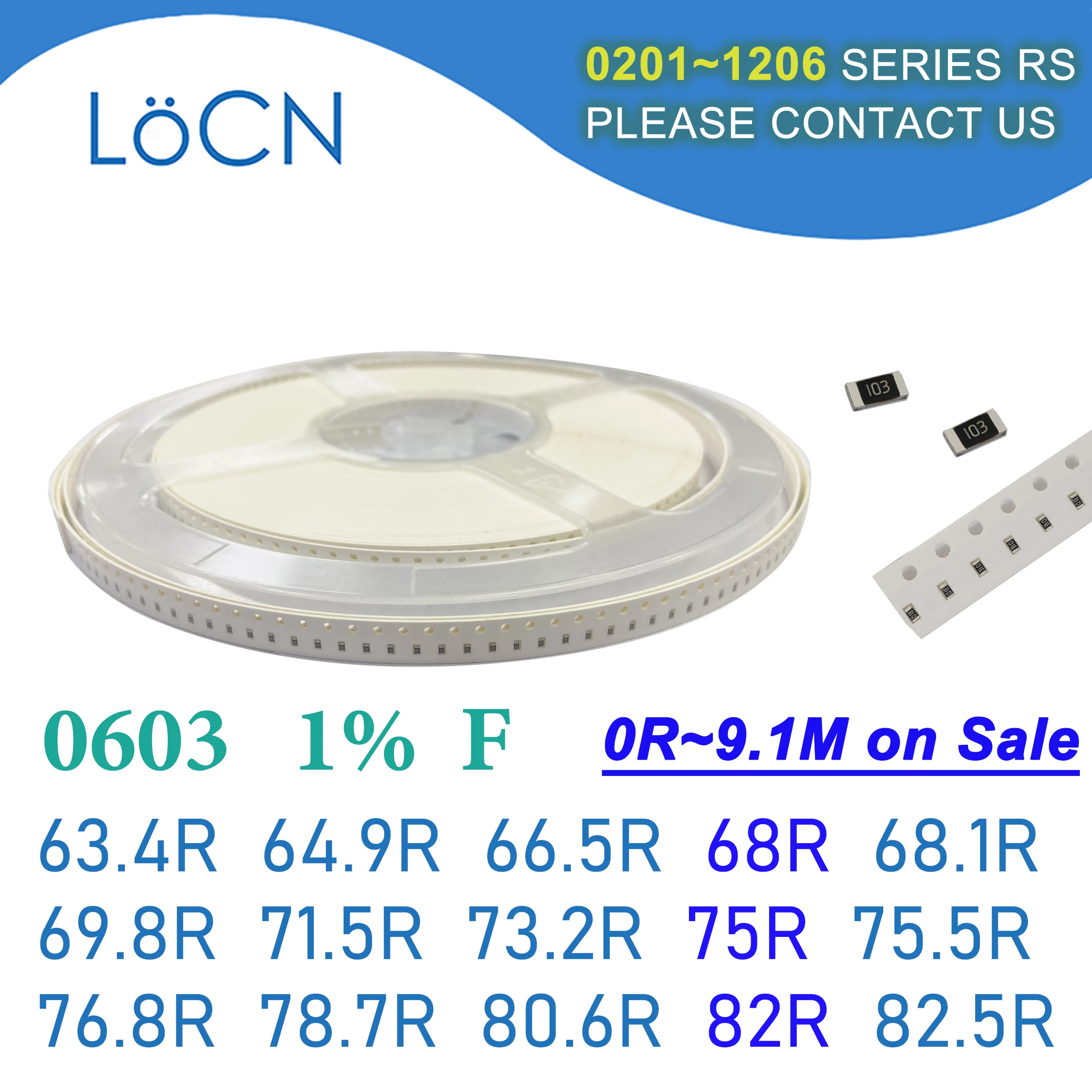 

0603 1% 5000PCS SMD Resistor F 63.4R 64.9R 66.5R 68R 68.1R 69.8R 71.5R 73.2R 75R 75.5R 76.8R 78.7R 80.6R 82R 82.5R 1608 OHM