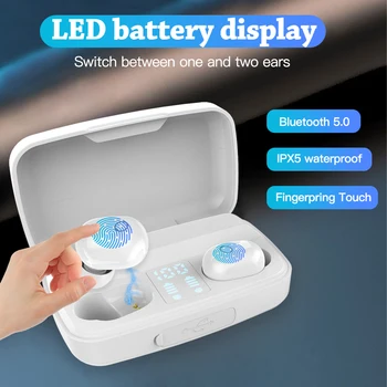 T16 TWS Bluetooth Earphone V5.0 Mini Wireless Headphones Touch Control Waterproof Earbuds 1800mAh Power Bank Headset For Phone
T16 TWS Bluetooth Earphone V5.0 Mini Wireless Headphones Touch Control Waterproof Earbuds 1800mAh Power Bank Headset For Phone