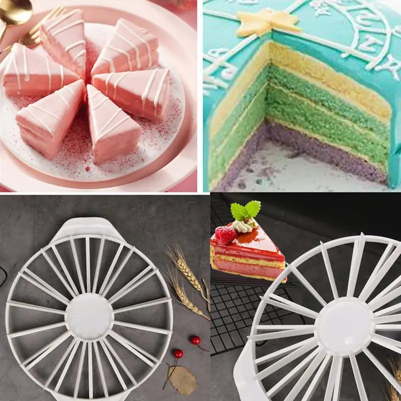 

Round Cake Slicer 14/16 Part Cutting Fixator Guide Tool Bread Slice Even Cake Slicing Leveler (White)