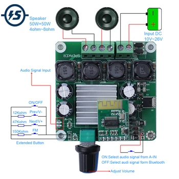 TPA3116 50Wx2 Bluetooth 5.0 Digital Stereo Class D Audio Power Amplifier Board DIY 50W+50W
TPA3116 50Wx2 Bluetooth 5.0 Digital Stereo Class D Audio Power Amplifier Board DIY 50W+50W