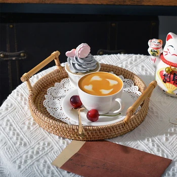 Round Rattan Storage Hand-Woven Tray Wicker Basket with Handle For Bread Fruit Food Tea Flower Breakfast Display Storage Baskets
Round Rattan Storage Hand-Woven Tray Wicker Basket with Handle For Bread Fruit Food Tea Flower Breakfast Display Storage Baskets