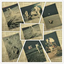 Винтажные плакаты Apollo 11 с посадкой в виде Луны для дома бара