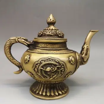 7" Chinese antique brass dragon statue Hand holding Teapot Tea Set
7" Chinese antique brass dragon statue Hand holding Teapot Tea Set