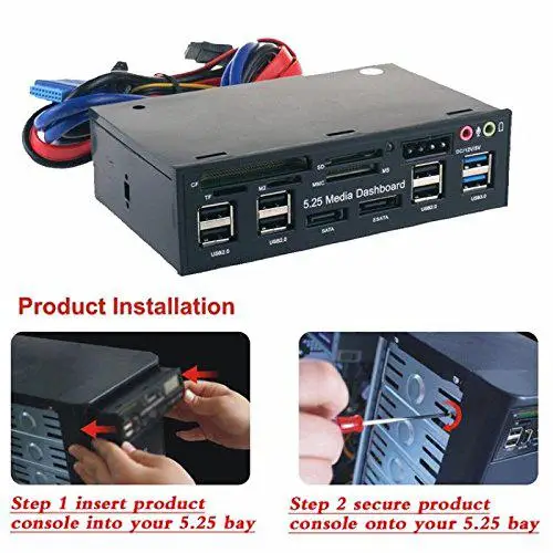 USB 3.0 Hub Multi-Function eSATA SATA Port Internal Card Reader PC Media Front Panel Audio for SD MS CF TF M2 MMC Memory Cards
USB 3.0 Hub Multi-Function eSATA SATA Port Internal Card Reader PC Media Front Panel Audio for SD MS CF TF M2 MMC Memory Cards