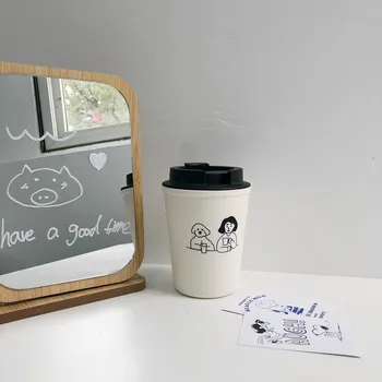 Cute Plastic Water Cups Korea Simple Handy Cup Coffee Cup Double Anti-scalding Water Cups With Lids Milk Juice Breakfast
Cute Plastic Water Cups Korea Simple Handy Cup Coffee Cup Double Anti-scalding Water Cups With Lids Milk Juice Breakfast