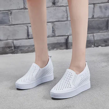 White Shoes Women Sneaker with Heels 7CM Loafers Womens Leather Sneakers Platform Wedge Shoes for Women Autumn New Hollow Out
White Shoes Women Sneaker with Heels 7CM Loafers Womens Leather Sneakers Platform Wedge Shoes for Women Autumn New Hollow Out