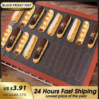 30x40cm 18 Eclairs Non Stick Baking Mat Oven Sheet Liner For Cookie Bread Biscuits Puff Eclair Perforated Silicone Pastry Tool
30x40cm 18 Eclairs Non Stick Baking Mat Oven Sheet Liner For Cookie Bread Biscuits Puff Eclair Perforated Silicone Pastry Tool