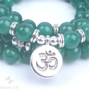 

8mm Natural Green onyx Gemstone 108 Beads Mala Necklace fengshui Bless Cheaply classic cuff Healing Meditation Lucky yoga pray