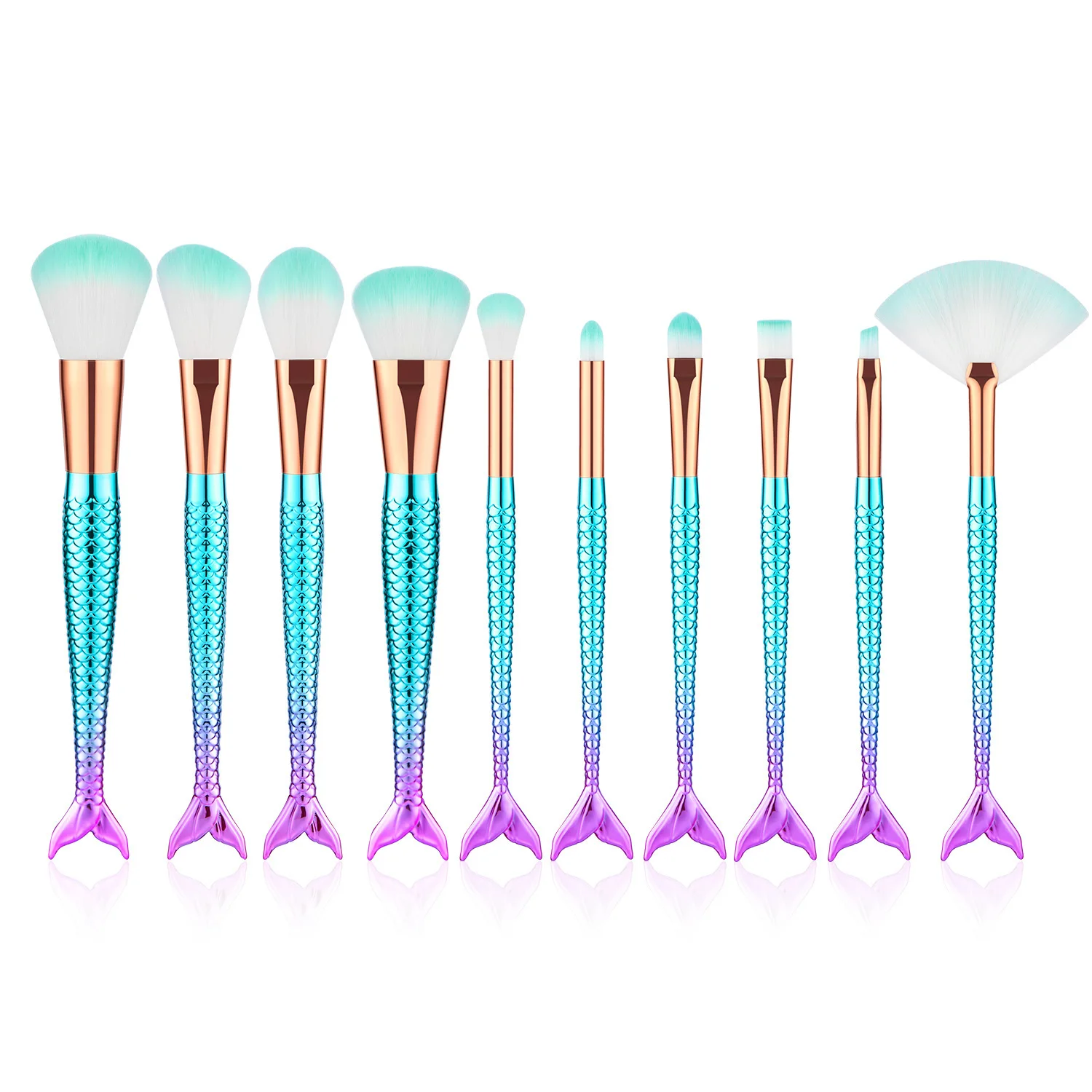 11 Pcs Mermaid Makeup Brush Kit Eyeliner Brushes Colorful Golden Fish Tail Eye Shadow Brushes Foundation Set Makeup Tool Kit
11 Pcs Mermaid Makeup Brush Kit Eyeliner Brushes Colorful Golden Fish Tail Eye Shadow Brushes Foundation Set Makeup Tool Kit