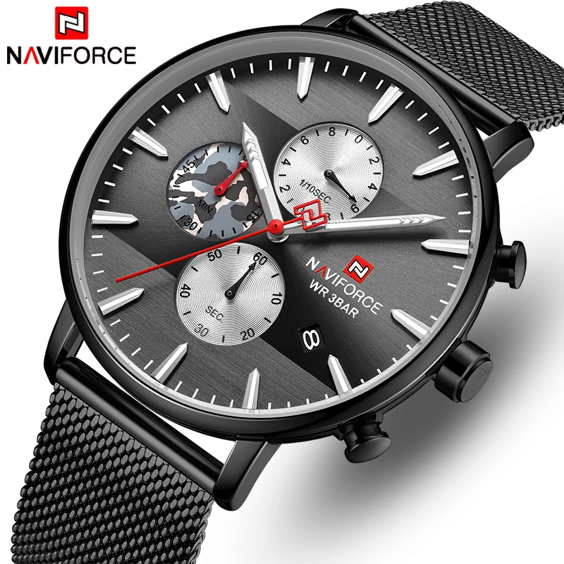 NAVIFORCE мужские часы лучший бренд роскошные кварцевые из нержавеющей стали