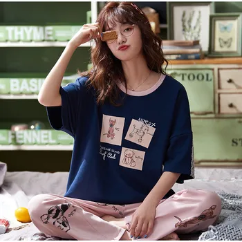 Women's Cute Cozy Pajamas Set 2 Pieces Korean Pajama 2020 Summer Casual Short-sleeved Trousers Home Clothes For Women Sets
Women's Cute Cozy Pajamas Set 2 Pieces Korean Pajama 2020 Summer Casual Short-sleeved Trousers Home Clothes For Women Sets