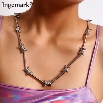 High Quality Punk Barbed Wire Brambles Link Choker Necklace Gothic Heavy Metal Big Clasp Pendant Long Chain Necklace Men Jewelry 
High Quality Punk Barbed Wire Brambles Link Choker Necklace Gothic Heavy Metal Big Clasp Pendant Long Chain Necklace Men Jewelry